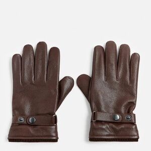 Nwt- Zara- ADJUSTABLE LEATHER GLOVES-Large